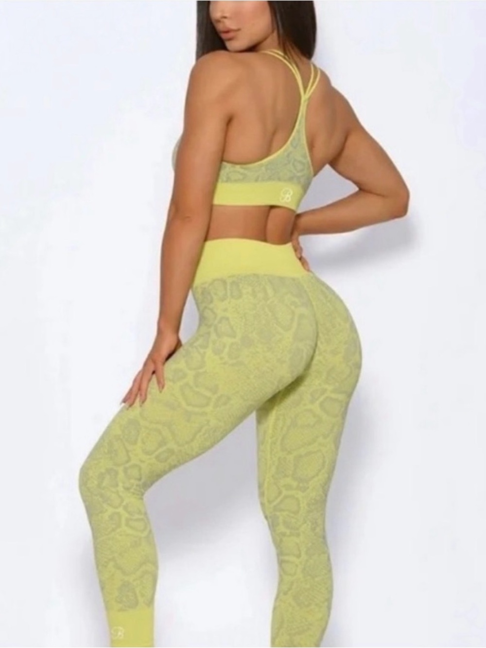 Bombshell Sportswear Yellow Animal-Print Sports Bra